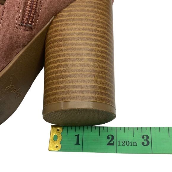 Qupid Dusty Rose Pink Suede Gladiator Open Toe Block Heel Women’s Size 5.5 - Picture 13 of 13